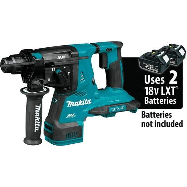 Makita - 36 Volt 1-1/8" SDS Plus Chuck Cordless Rotary Hammer - 5000 BPM, 0 to 980 RPM, Reversible - Eagle Tool & Supply