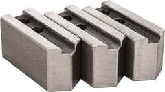 H & R Manufacturing - 1.5mm x 60° Serrated Attachment, Square Soft Lathe Chuck Jaw - 3 Jaws, Steel, 0.787" Btw Mount Hole Ctrs, 3-1/8" Long x 1-1/4" Wide x 1-1/2" High, 0.472" Groove, 10mm Fastener - Eagle Tool & Supply