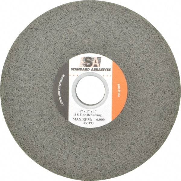 Standard Abrasives - 6" Diam, 1" Face Width, 1" Center Hole, Fine Grade, Silicon Carbide Deburring Wheel - Convolute, Medium Density 8 Grade, 6,000 RPM - Eagle Tool & Supply