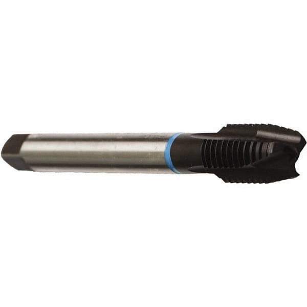 Emuge - M12x1.75 Metric Coarse, 3 Flute, Nitride Finish, Cobalt Spiral Point Tap - Plug Chamfer, Right Hand Thread, 110mm OAL, 24mm Thread Length, 9mm Shank Diam, 7G Class of Fit, Series Rekord B - Exact Industrial Supply