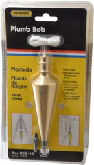 General - 5-3/4 Inch Long, 1-1/2 Inch Diameter Brass Plumb Bob - 16 Ounce, Has Replacable Tip - Eagle Tool & Supply