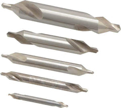 Keo - 5 Piece, #1 to 5, Plain Edge, High Speed Steel Combo Drill & Countersink Set - 60° Incl Angle - Eagle Tool & Supply