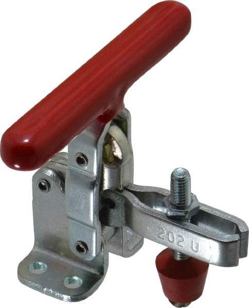 De-Sta-Co - 200 Lb Holding Capacity, Vertical Handle, Manual Hold Down Toggle Clamp - 65° Handle Movement, 105° Bar Opening, U-Bar, Flanged Base, Electro-Plated Zinc, Carbon Steel - Eagle Tool & Supply