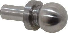 Jergens - 1/2" Ball Diam, 1/4" Shank Diam, Steel Inspection Tooling Ball - Slip-Fit Shank, 15/16" Ball Center to Shank Bottom, 0.4" Ball Center to Shoulder Bottom, with Shoulder - Eagle Tool & Supply