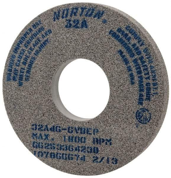 Norton - 14" Diam x 5" Hole x 1-1/2" Thick, G Hardness, 46 Grit Surface Grinding Wheel - Aluminum Oxide, Type 1, Coarse Grade, 1,800 Max RPM, Vitrified Bond, No Recess - Eagle Tool & Supply