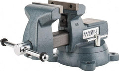 Wilton - 6" Jaw Width x 5-3/4" Jaw Opening Capacity, 4-1/8" Throat Depth, Bench & Pipe Combination Vise - 1/4 to 3-1/2" Pipe Capacity, Swivel Base, Bolt Down Attachment, Ductile Iron - Eagle Tool & Supply