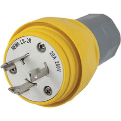 Locking Inlet: Plug, Industrial, L6-20P, 250V, Yellow Grounding, 20A, Thermoplastic Elastomer, 2 Poles, 3 Wire