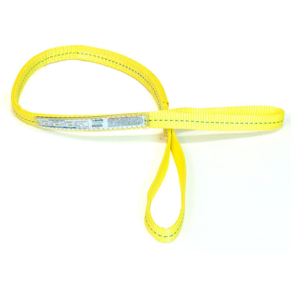 Slings & Tiedowns (Load-Rated); Sling Type: Eye & Eye; Length (Feet): 4; Vertical Capacity (Lb.): 3200; Choker Capacity (Lb.): 2500; Width (Inch): 1; Basket Capacity (Lb.): 6400; Eye Type: Flat Eye; Sling Material: Polyester; Sling Width: 1 in; Eye Length