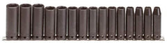 Proto - 15 Piece 1/2" Drive Deep Impact Socket Set - 6 Points, 10 to 24mm, Metric Measurement Standard - Eagle Tool & Supply