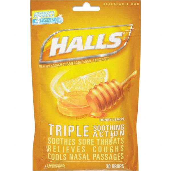 HALLS - Honey Lemon Flavor Cough Drop Lozenges - Sore Throat Relief - Eagle Tool & Supply