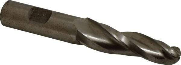 Made in USA - 3° Taper Angle per Side, 1/2" Small End Diam, 2-1/4" LOC, High Speed Steel 3 Flute Tapered Ball End Mill - 4-1/4" OAL, 5/8" Shank Diam - Eagle Tool & Supply