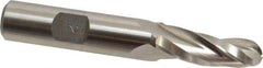 Made in USA - 2° Taper Angle per Side, 3/8" Small End Diam, 1-1/4" LOC, High Speed Steel 3 Flute Tapered Ball End Mill - 3-1/8" OAL, 1/2" Shank Diam - Eagle Tool & Supply