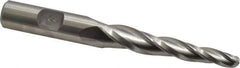 Made in USA - 3° Taper Angle per Side, 1/4" Small End Diam, 2-1/4" LOC, High Speed Steel 3 Flute Tapered Ball End Mill - 4-1/4" OAL, 1/2" Shank Diam - Eagle Tool & Supply