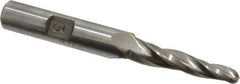 Made in USA - 3° Taper Angle per Side, 3/16" Small End Diam, 1-1/4" LOC, High Speed Steel 3 Flute Tapered Ball End Mill - 3-1/8" OAL, 3/8" Shank Diam - Eagle Tool & Supply
