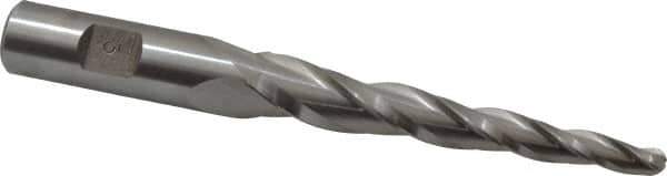 Made in USA - 3° Taper Angle per Side, 1/4" Small End Diam, 3-1/4" LOC, High Speed Steel 3 Flute Tapered Ball End Mill - 5-1/2" OAL, 5/8" Shank Diam - Eagle Tool & Supply