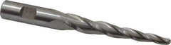 Made in USA - 3° Taper Angle per Side, 1/4" Small End Diam, 3-1/4" LOC, High Speed Steel 3 Flute Tapered Ball End Mill - 5-1/2" OAL, 5/8" Shank Diam - Eagle Tool & Supply