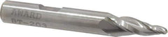 Made in USA - 10° Taper Angle per Side, 1/8" Small End Diam, 3/4" LOC, High Speed Steel 3 Flute Tapered Ball End Mill - 2-1/2" OAL, 3/8" Shank Diam - Eagle Tool & Supply