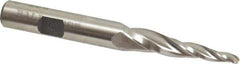 Made in USA - 5° Taper Angle per Side, 1/8" Small End Diam, 1-1/2" LOC, High Speed Steel 3 Flute Tapered Ball End Mill - 3-1/4" OAL, 3/8" Shank Diam - Eagle Tool & Supply