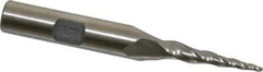 Made in USA - 5° Taper Angle per Side, 1/16" Small End Diam, 1" LOC, High Speed Steel 3 Flute Tapered Ball End Mill - 2-7/8" OAL, 3/8" Shank Diam - Eagle Tool & Supply