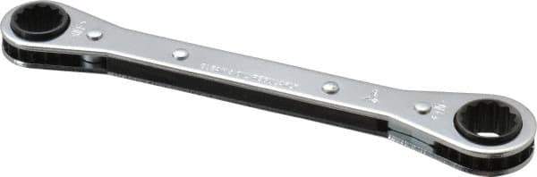 Proto - 1/2" x 9/16" 12 Point Ratcheting Box Wrench - Double End, 1-5/8" Head Diam x 1/2" Head Thickness, 6-3/4" OAL, Steel, Chrome Finish - Eagle Tool & Supply