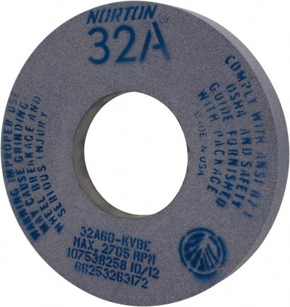 Norton - 12" Diam x 5" Hole x 1-1/2" Thick, K Hardness, 60 Grit Surface Grinding Wheel - Aluminum Oxide, Type 5, Medium Grade, 2,705 Max RPM, Vitrified Bond, One-Side Recess - Eagle Tool & Supply