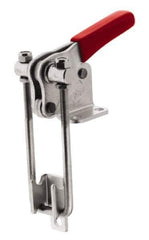De-Sta-Co - 2,000 Lb Capacity, Vertical, U Hook, Flanged Base, Stainless Steel Pull Action Latch Clamp - 2.46" Drawing Movement, 5.77" OAL, Threaded U Hook, Straight Handle - Eagle Tool & Supply