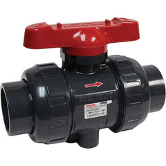 Asahi/America - 2" Pipe, Full Port, PVC True Union Design Ball Valve - 1 Piece, Socket x Thread Ends, Tee Handle - Eagle Tool & Supply