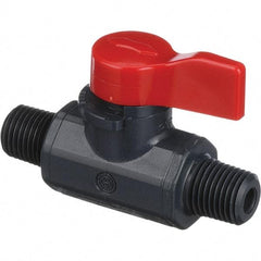 Asahi/America - 1/4" Pipe, Full Port, PVC Ball Valve - 1 Piece, MNPT x MNPT Ends, Tee Handle, 150 WOG - Eagle Tool & Supply