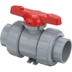 Asahi/America - 2-1/2" Pipe, Standard Port, CPVC True Union Design Ball Valve - Inline - Two Way Flow, Socket Ends, Tee Handle, 150 WOG - Eagle Tool & Supply