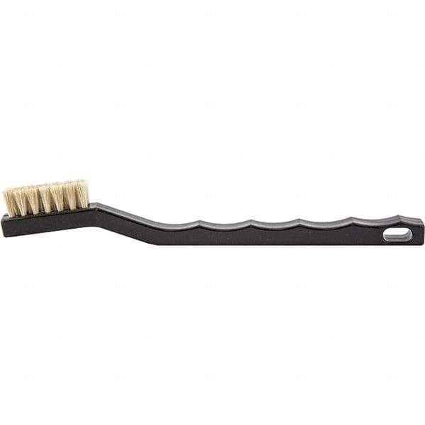 Brush Research Mfg. - 2 Rows x 7 Columns Hair Scratch Brush - 1/2" Brush Length, 7-1/4" OAL, 1/2 Trim Length, Plastic Curved Back Handle - Eagle Tool & Supply
