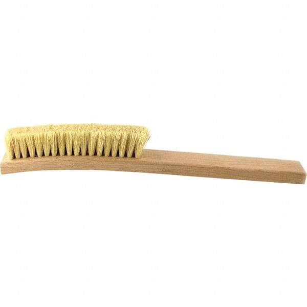 Brush Research Mfg. - 4 Rows x 18 Columns Tampico Scratch Brush - 5-3/4" Brush Length, 13-3/4" OAL, 1 Trim Length, Wood Curved Back Handle - Eagle Tool & Supply
