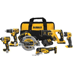 DeWALT - Cordless Tool Combination Kits Voltage: 20 Tools: Compact Drill/Driver; 1/4" Impact Driver; 7-1/4" Circular Saw; Compact Reciprocating Saw; Oscillating Multi-Tool; LED Light - Eagle Tool & Supply