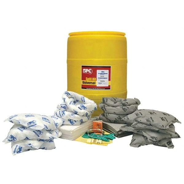 Brady SPC Sorbents - 38 Gal Capacity Oil Only & Universal Spill Kit - 55 Gal Polyethylene Drum - Eagle Tool & Supply