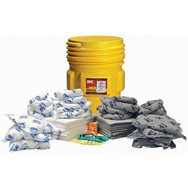 Brady SPC Sorbents - 65 Gal Capacity Oil Only & Universal Spill Kit - 65 Gal Polyethylene Drum - Eagle Tool & Supply