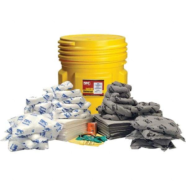 Brady SPC Sorbents - 77 Gal Capacity Oil Only & Universal Spill Kit - 95 Gal Polyethylene Drum - Eagle Tool & Supply