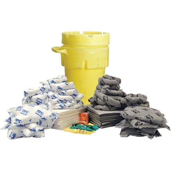 Brady SPC Sorbents - 77 Gal Capacity Oil Only & Universal Spill Kit - 95 Gal Polyethylene Drum - Eagle Tool & Supply