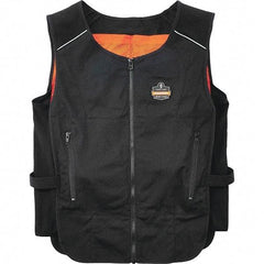 Ergodyne - Size S/M, Black Cooling Vest - 32 to 40" Chest, Zipper, Poly-Cotton - Eagle Tool & Supply