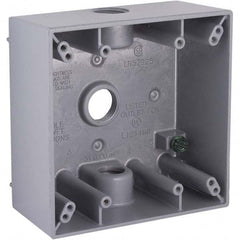 Hubbell-Raco - 4-1/2 x 4-1/2 x 2-1/4" Aluminum Square Weather Resistant Outlet Box - Eagle Tool & Supply