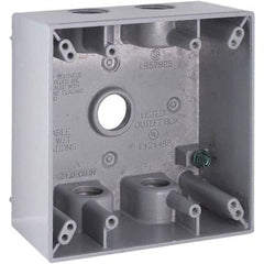 Hubbell-Raco - 4-1/2 x 4-1/2 x 2-1/4" Aluminum Square Weather Resistant Outlet Box - Eagle Tool & Supply