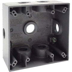 Hubbell-Raco - 4-1/2 x 4-1/2 x 2-1/4" Aluminum Square Weather Resistant Outlet Box - Eagle Tool & Supply