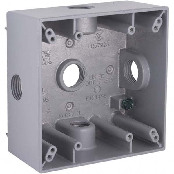 Hubbell-Raco - 4-1/2 x 4-1/2 x 2-1/4" Aluminum Square Weather Resistant Outlet Box - Eagle Tool & Supply