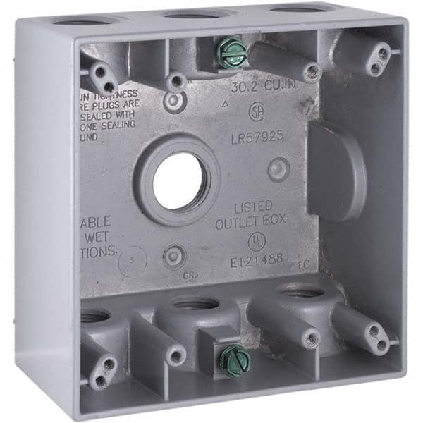 Hubbell-Raco - 4-1/2 x 4-1/2 x 2-1/4" Aluminum Square Weather Resistant Outlet Box - Eagle Tool & Supply