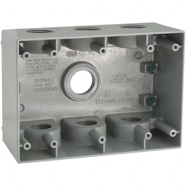 Hubbell-Raco - 4-1/2 x 6-3/8 x 2.781" Aluminum Rectangular Weather Resistant Outlet Box - Eagle Tool & Supply