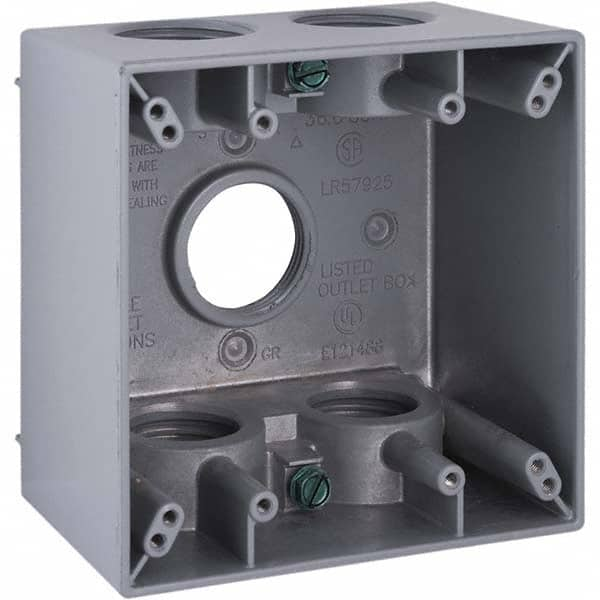 Hubbell-Raco - 4-1/2 x 4-1/2 x 2-5/8" Aluminum Square Weather Resistant Outlet Box - Eagle Tool & Supply