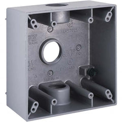 Hubbell-Raco - 4-1/2 x 4-1/2 x 2-1/4" Aluminum Square Weather Resistant Outlet Box - Eagle Tool & Supply