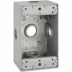 Hubbell-Raco - 4.57 x 2.816 x 2.148" Aluminum Rectangular Weather Resistant Outlet Box - Eagle Tool & Supply