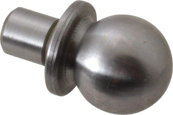 Jergens - 1/2" Ball Diam, 1/4" Shank Diam, Steel Construction Tooling Ball - 5/8" Ball Center to Shank Bottom, 5/16" Ball Center to Shoulder Bottom, with Shoulder - Eagle Tool & Supply