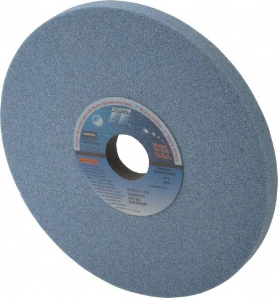 Norton - 8" Diam x 1-1/4" Hole x 1/2" Thick, K Hardness, 46 Grit Surface Grinding Wheel - Ceramic, Type 1, Coarse Grade, 3,600 Max RPM, Vitrified Bond, No Recess - Eagle Tool & Supply