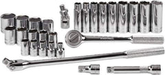 SK - 28 Piece 1/2" Drive Standard Deep Socket Set - 6 Points, 3/8 to 1-1/4", Inch Measurement Standard - Eagle Tool & Supply