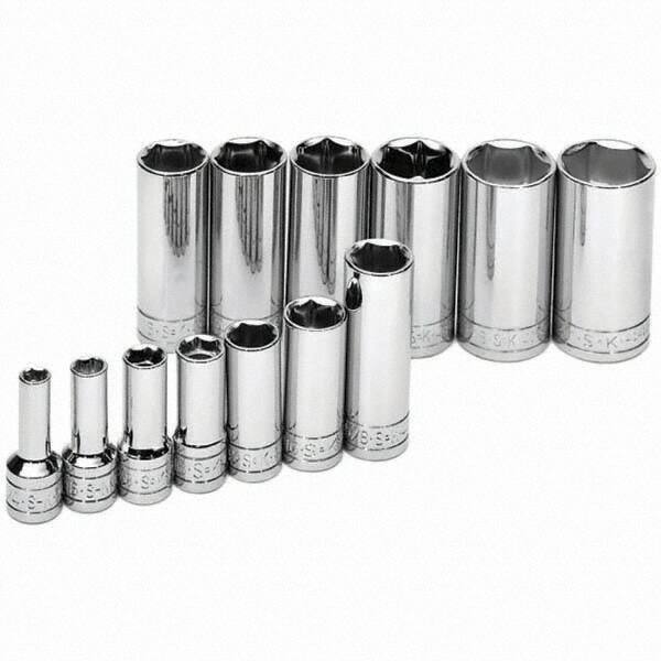 SK - 3/8" Drive Deep Socket Set - 1/4 to 1", Inch Measurement Standard - Eagle Tool & Supply